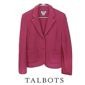 NWOT Talbots 100% Wool Petites Pink Wool Sweater Blazer Size Small